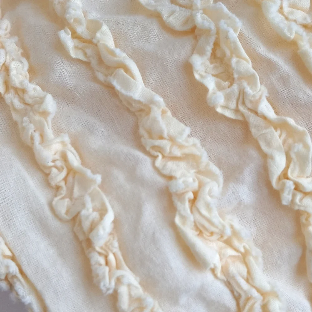 Shabby Chic Style Soft Butter Yellow Ruffled Twin Travel Pillow Sham *Super Cute